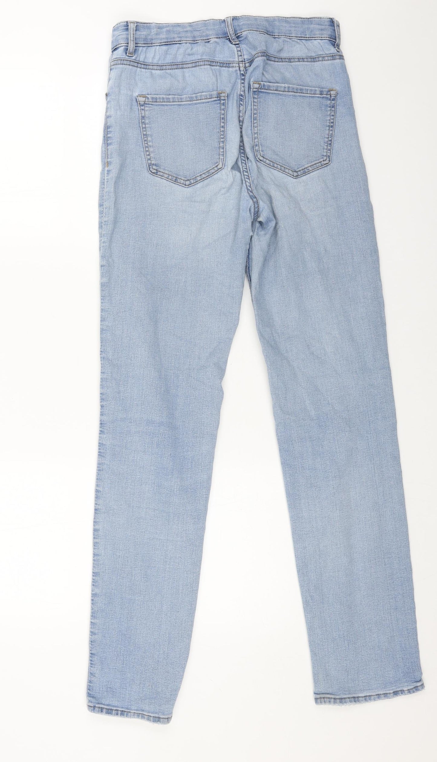 Marks and Spencer Womens Blue Cotton Straight Jeans Size 10 L30 in Regular Button