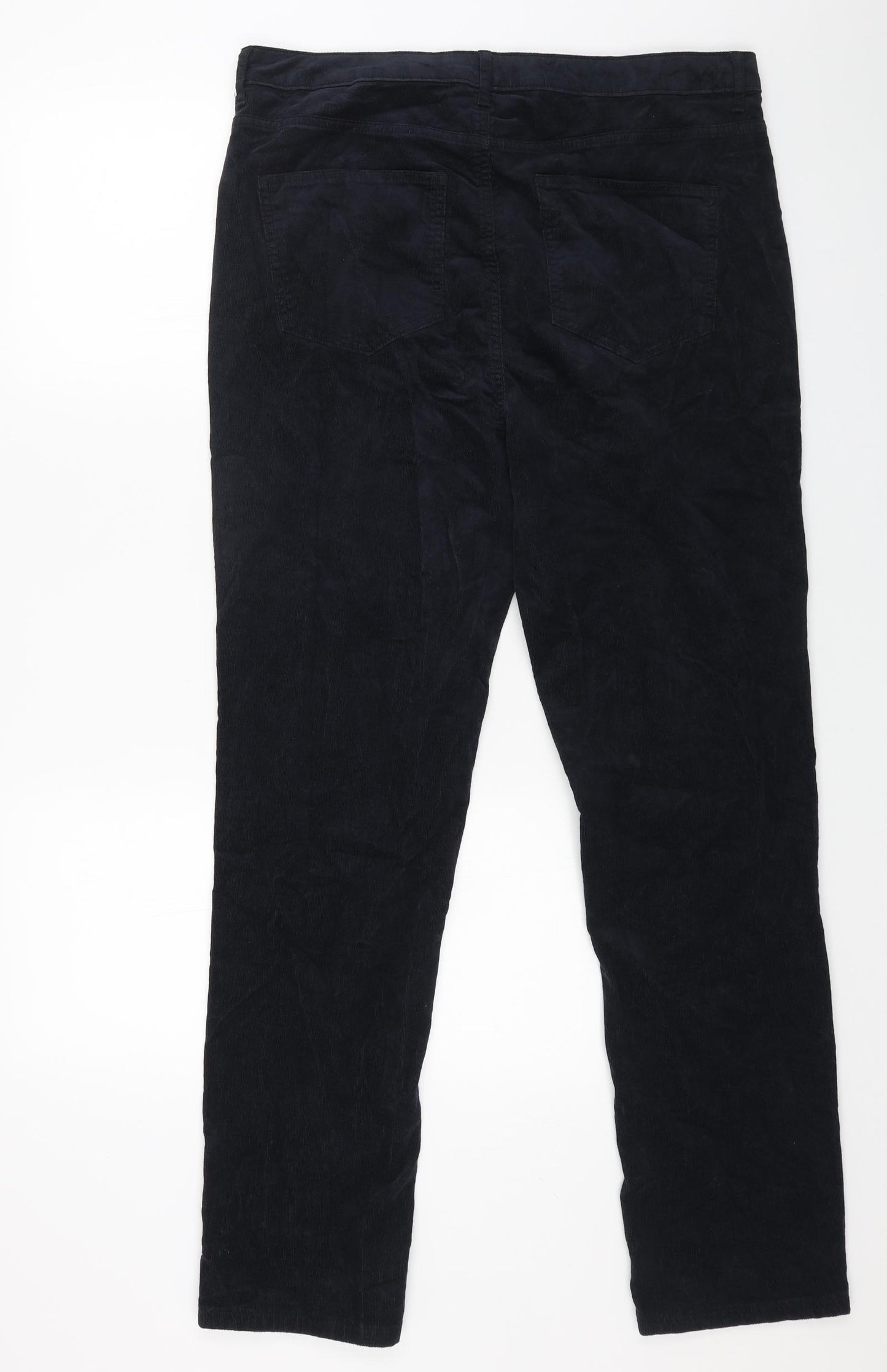 Marks and Spencer Womens Blue Cotton Straight Jeans Size 16 L29 in Regular Button