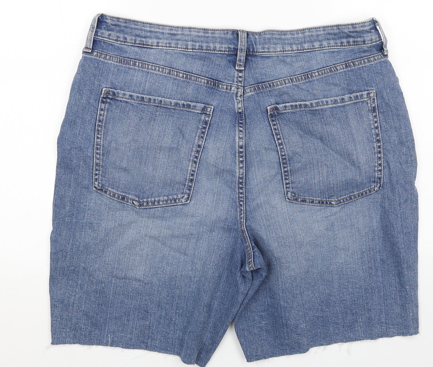 Marks and Spencer Womens Blue Cotton Bermuda Shorts Size 16 Regular Button