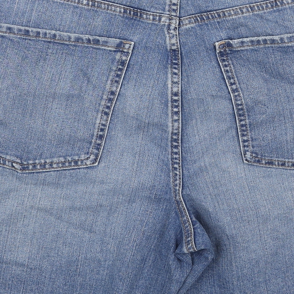 Marks and Spencer Womens Blue Cotton Bermuda Shorts Size 16 Regular Button