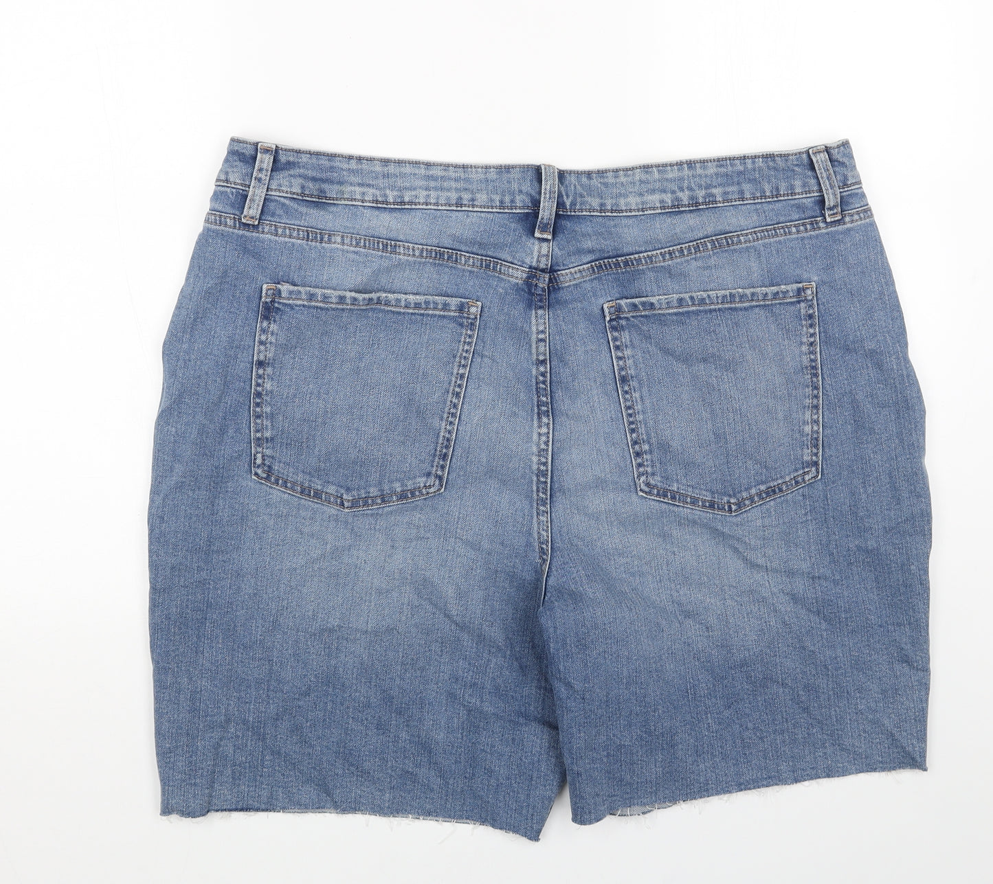 Marks and Spencer Womens Blue Cotton Boyfriend Shorts Size 20 Regular Button
