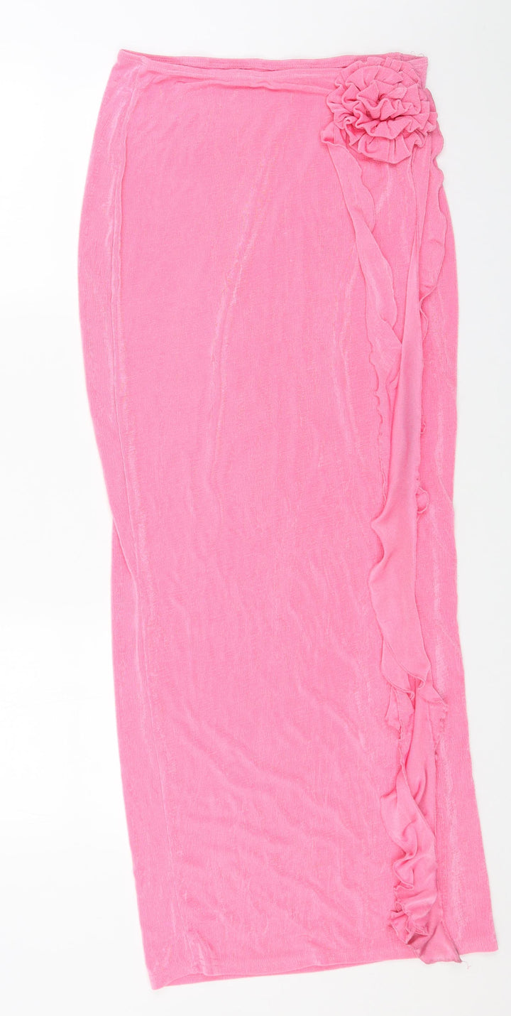 Ego Womens Pink Polyester Wrap Skirt Size L - Flower Detail