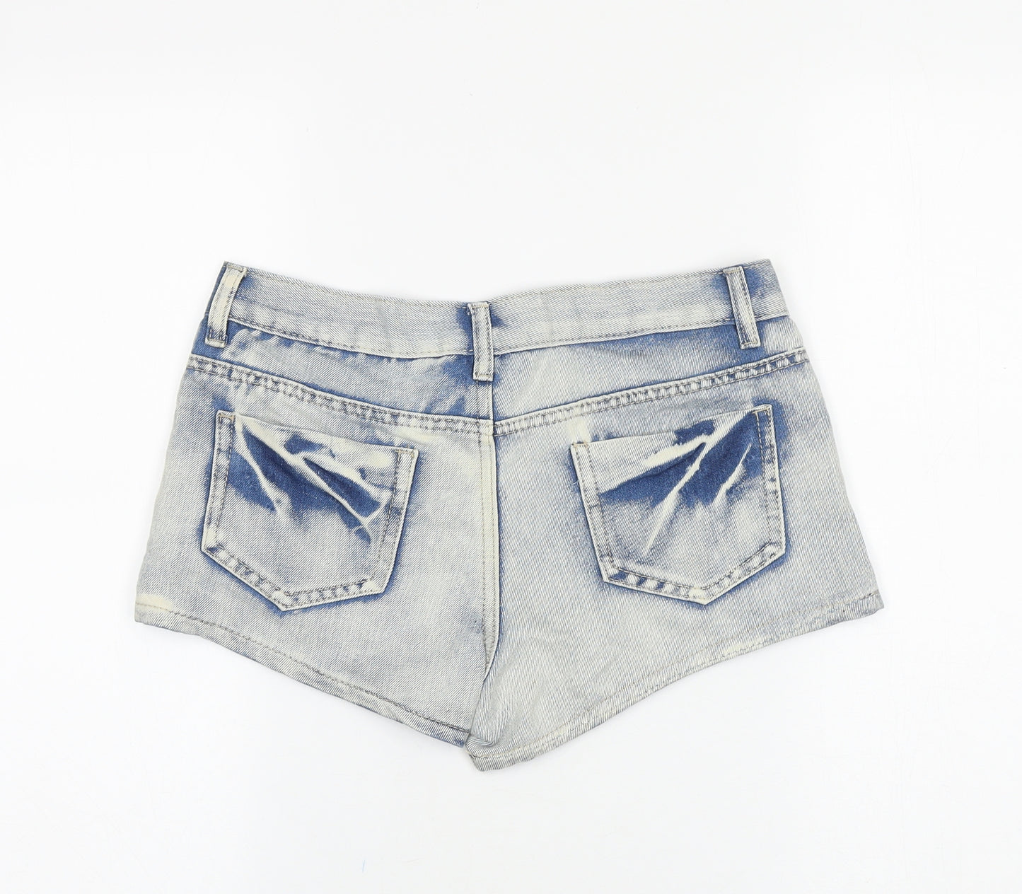 Denim & Co. Womens Blue Geometric Cotton Boyfriend Shorts Size 10 Regular Zip
