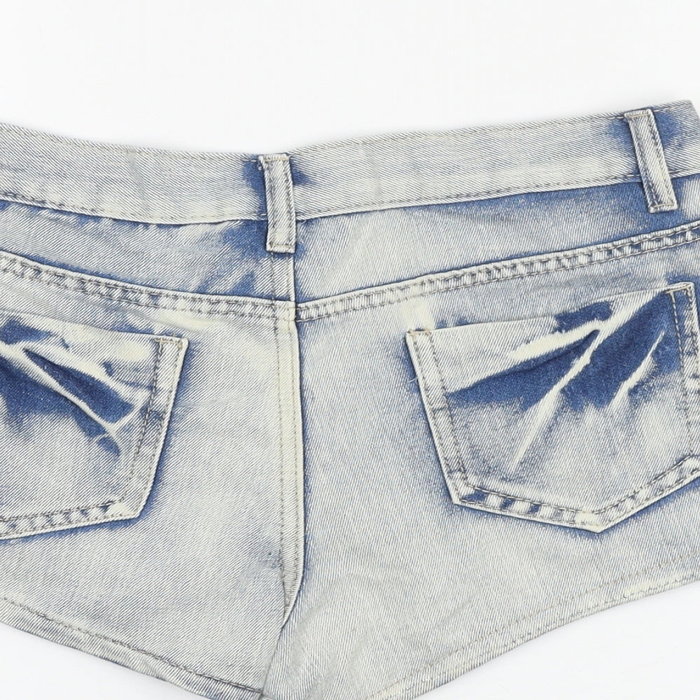 Denim & Co. Womens Blue Geometric Cotton Boyfriend Shorts Size 10 Regular Zip