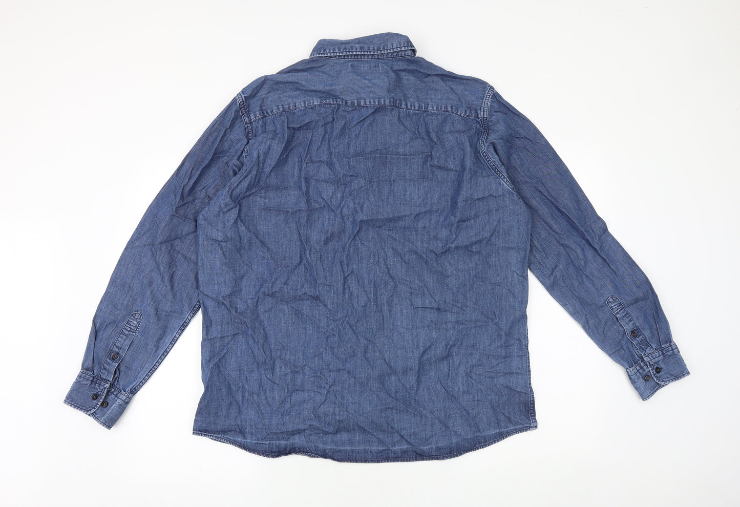Uniqlo Mens Blue Cotton Button-Up Size XL Collared Button