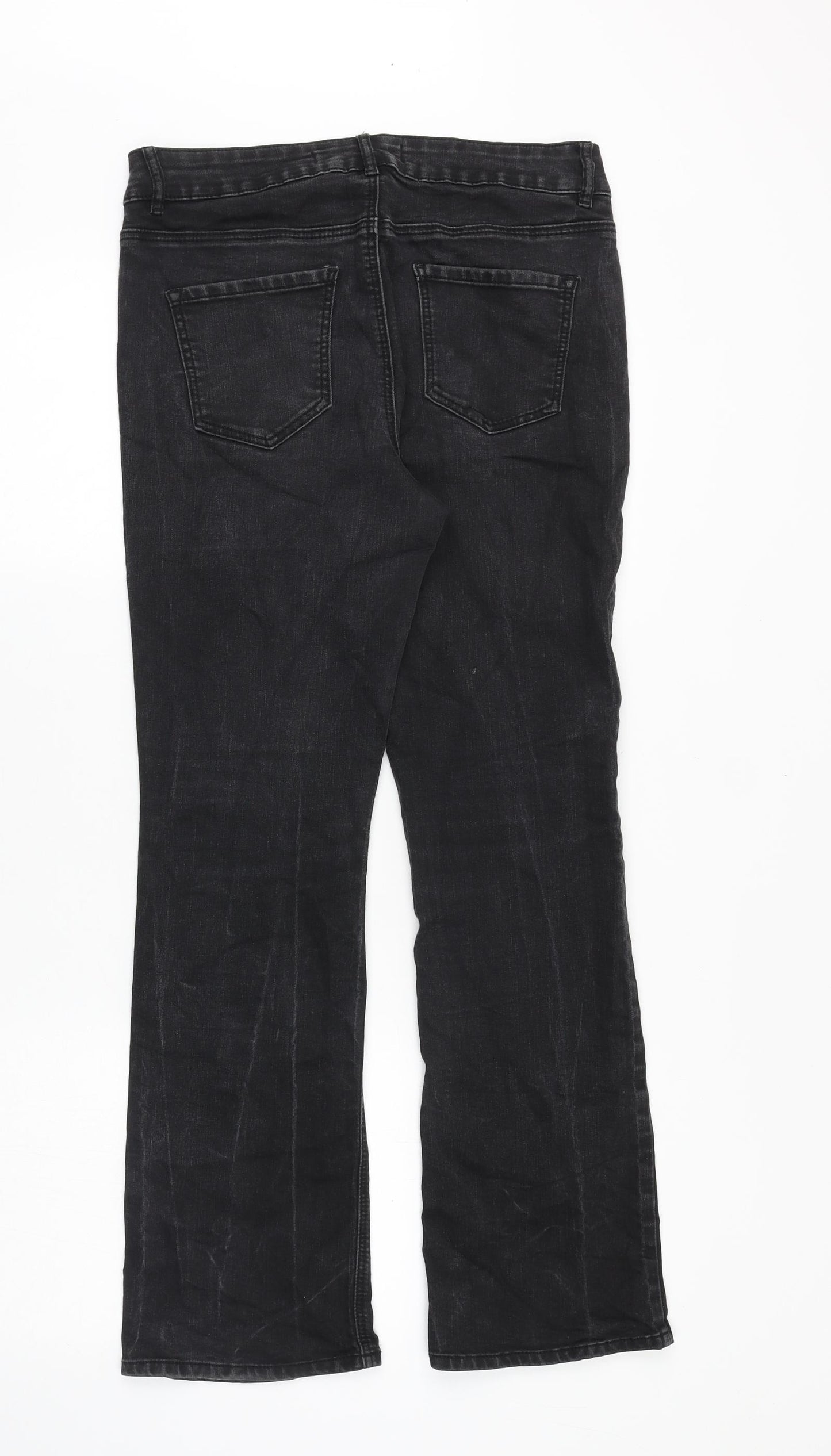 George Womens Black Cotton Bootcut Jeans Size 10 Regular Zip