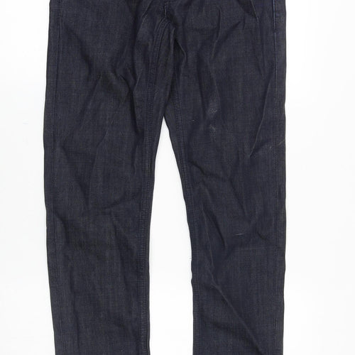 Marks and Spencer Womens Blue Cotton Straight Jeans Size 6 Slim Zip
