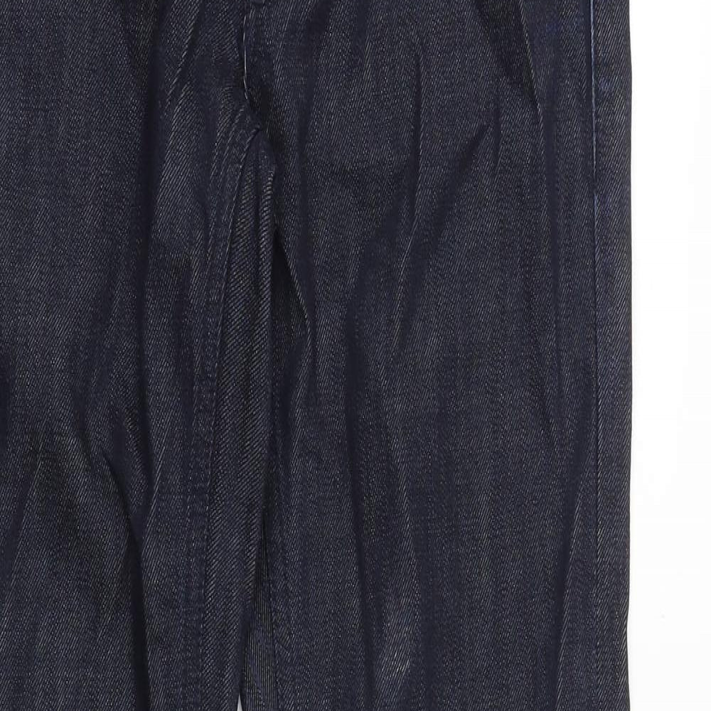 Marks and Spencer Womens Blue Cotton Straight Jeans Size 6 Slim Zip