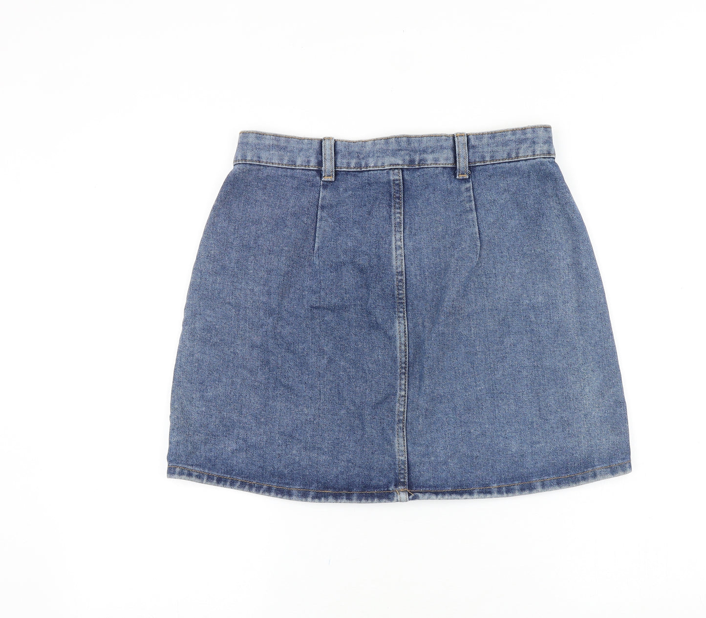 Denim & Co. Womens Blue Cotton Straight & Pencil Skirt Size 12 Button