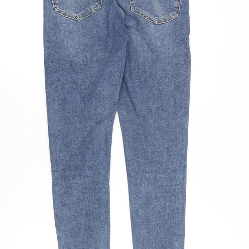 Topshop Womens Blue Cotton Skinny Jeans Size 28 in Slim Zip