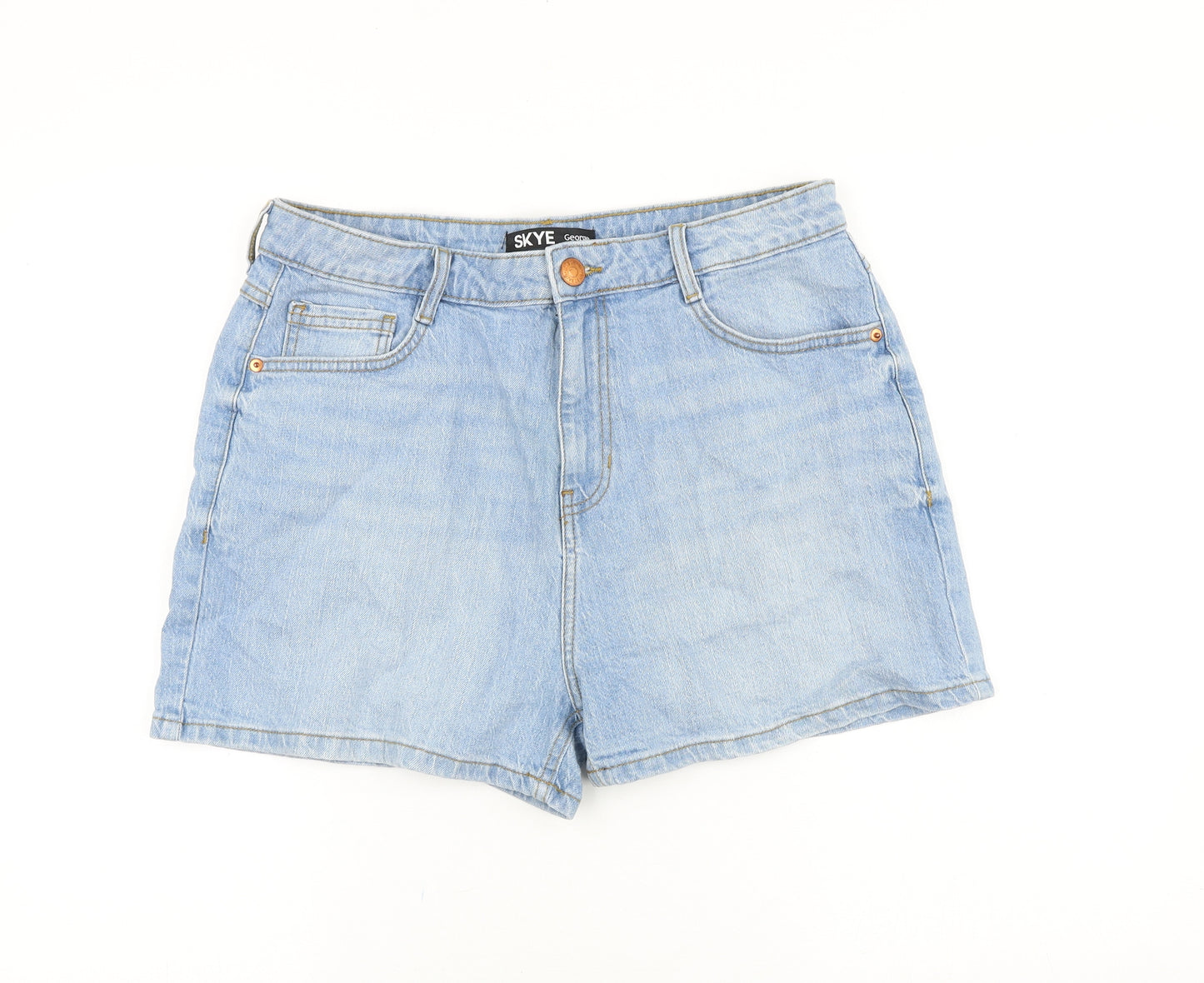 George Womens Blue Cotton Bermuda Shorts Size 16 Regular Zip