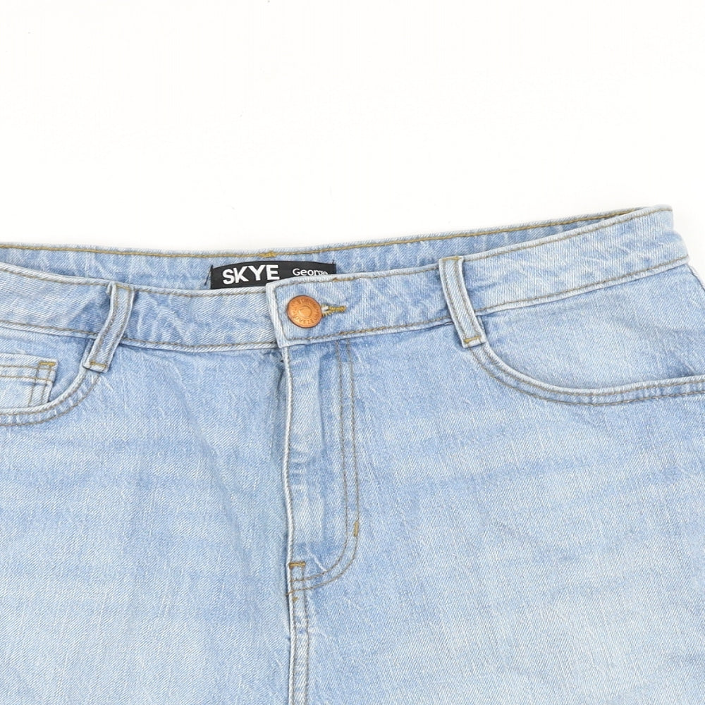 George Womens Blue Cotton Bermuda Shorts Size 16 Regular Zip