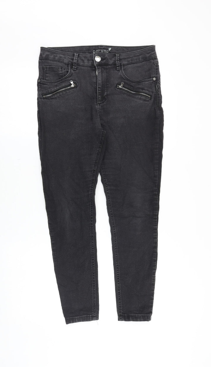 Marks and Spencer Womens Black Cotton Skinny Jeans Size 30 in Slim Zip