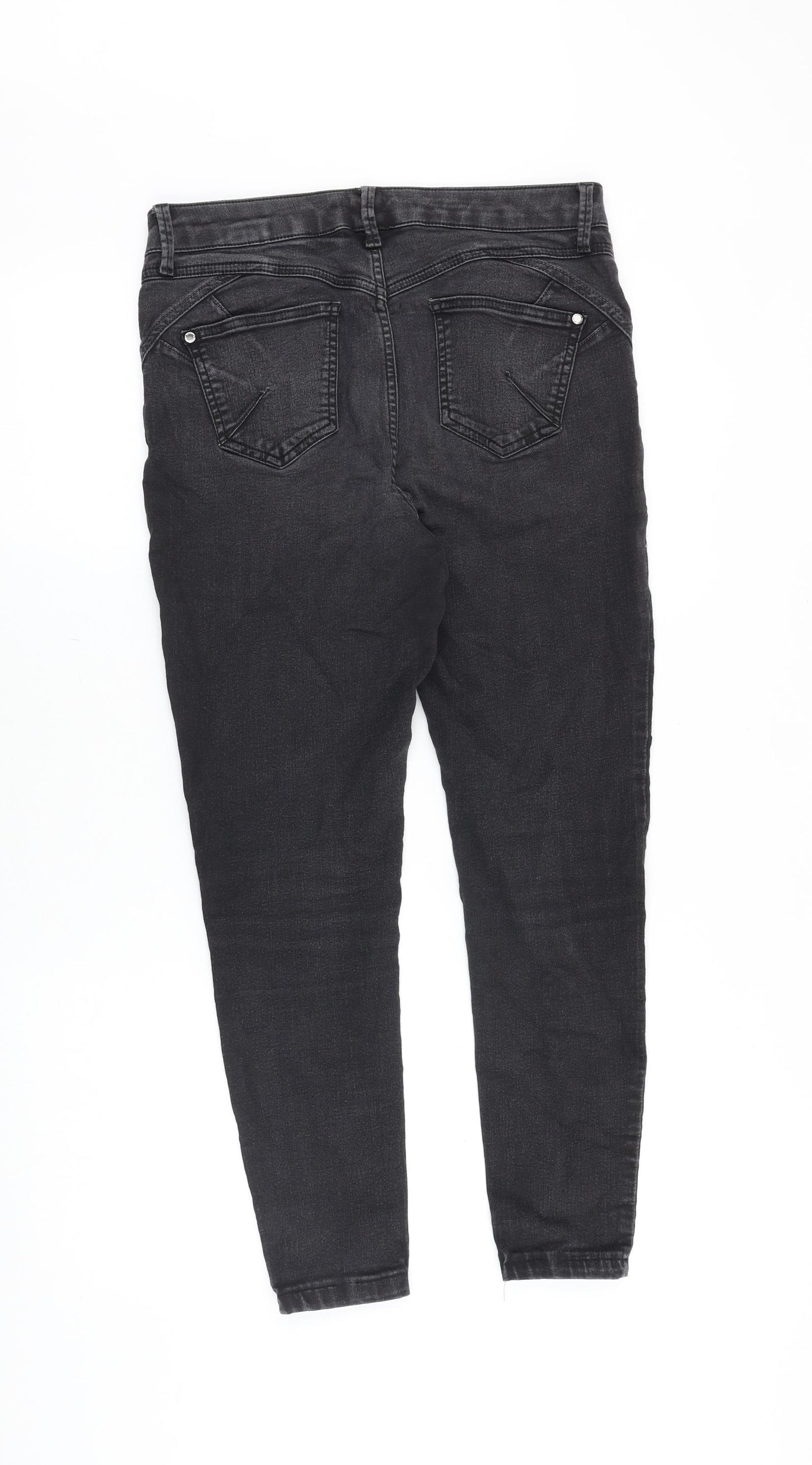 Marks and Spencer Womens Black Cotton Skinny Jeans Size 30 in Slim Zip