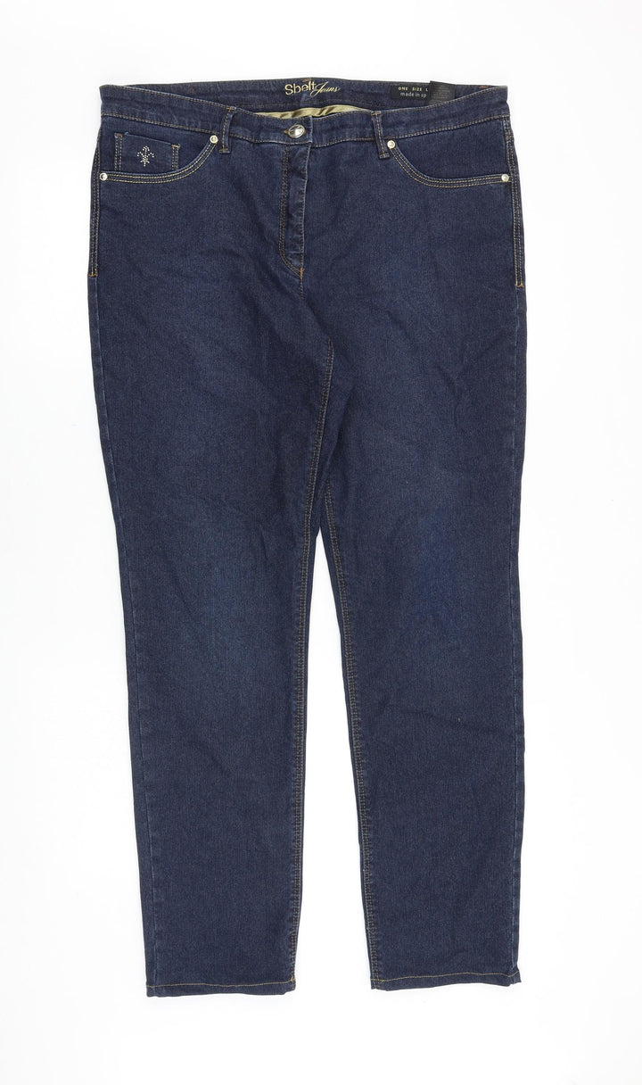 Sbelt Jeans Womens Blue Cotton Straight Jeans Size 38 in Regular Zip