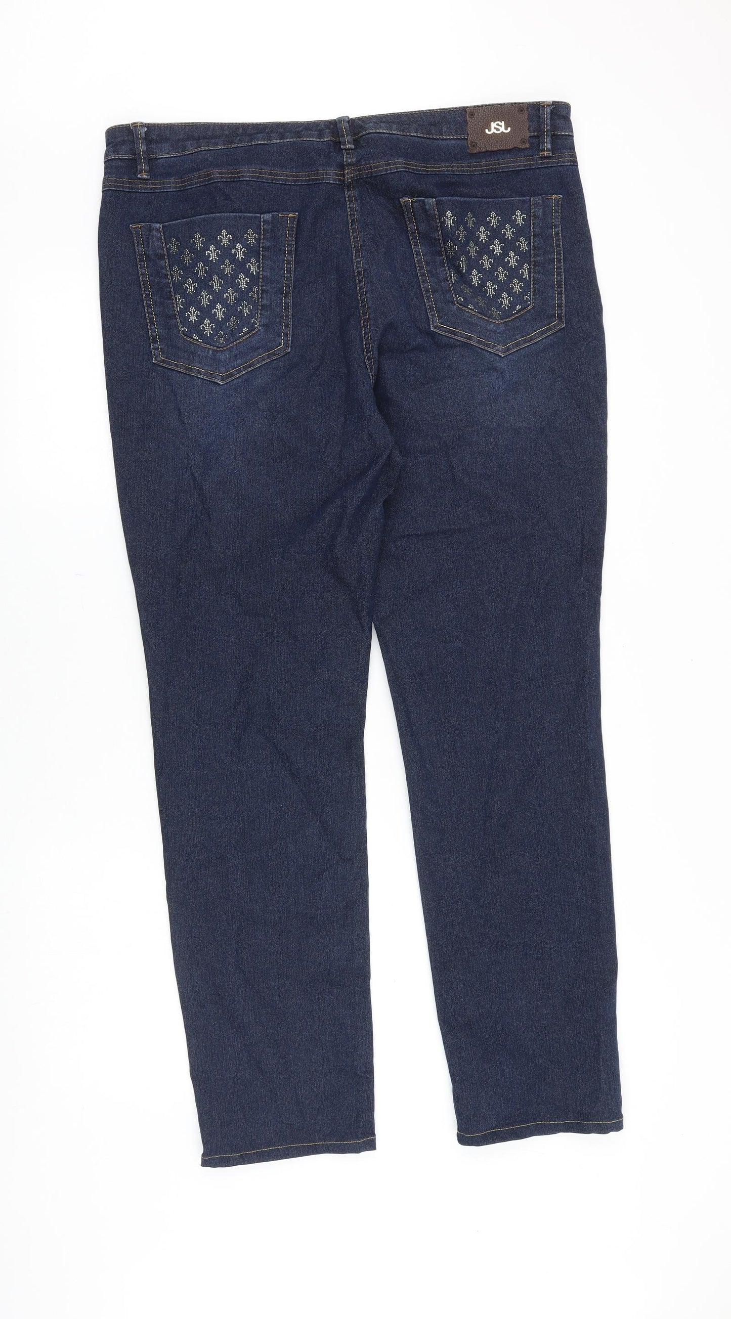 Sbelt Jeans Womens Blue Cotton Straight Jeans Size 38 in Regular Zip