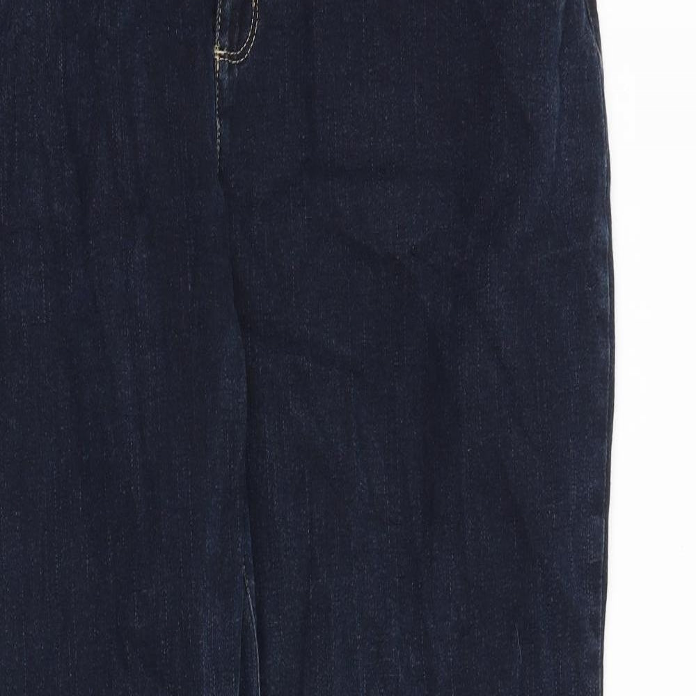 Marks and Spencer Womens Blue Cotton Straight Jeans Size 22 Regular Zip