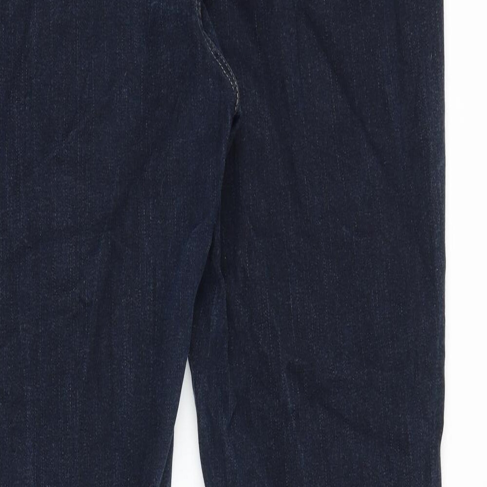 Marks and Spencer Womens Blue Cotton Straight Jeans Size 22 Regular Zip