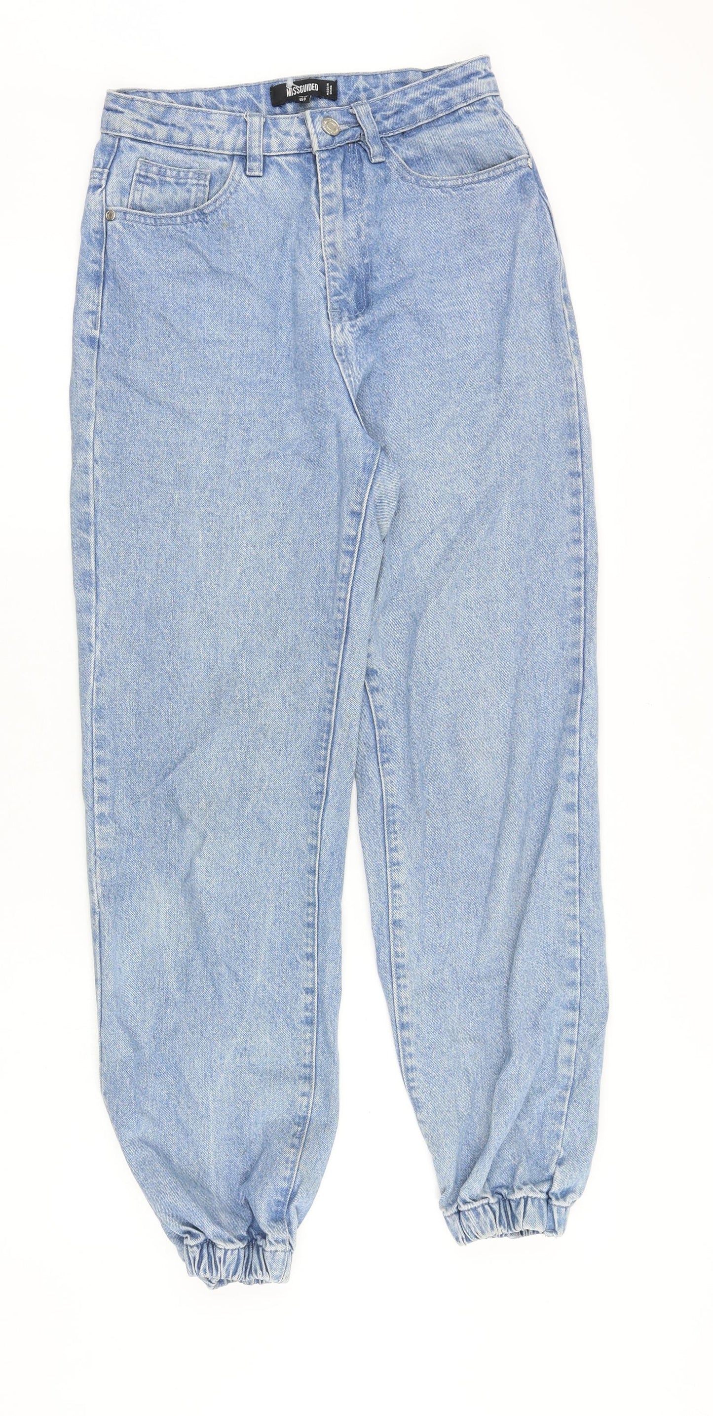 Missguided Womens Blue Cotton Tapered Jeans Size 4XL Regular Zip