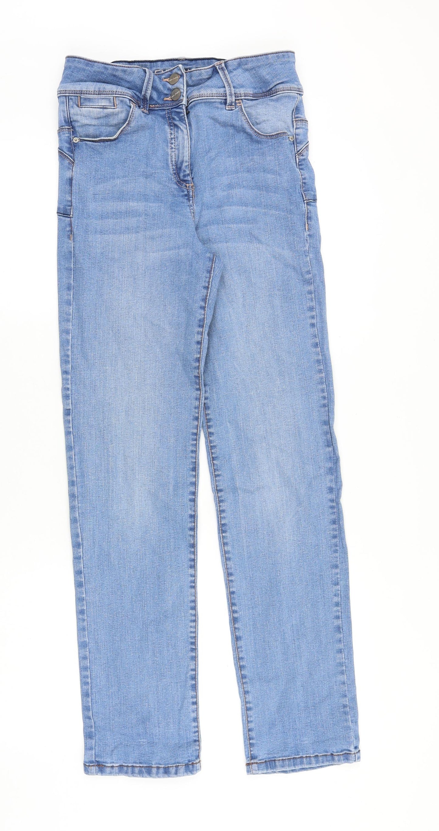 NEXT Womens Blue Cotton Straight Jeans Size 10 Regular Zip