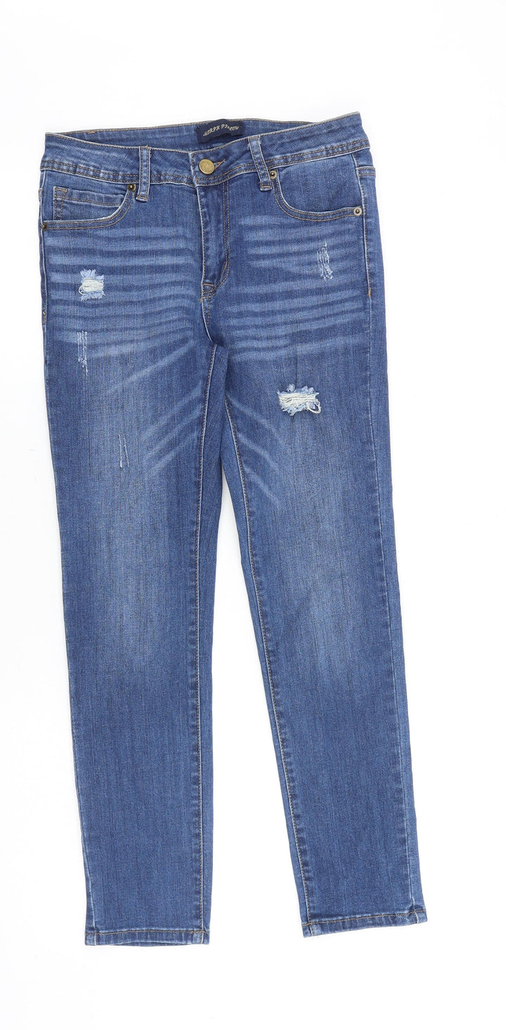Morph Pillow Womens Blue Cotton Straight Jeans Size 28 in Slim Zip