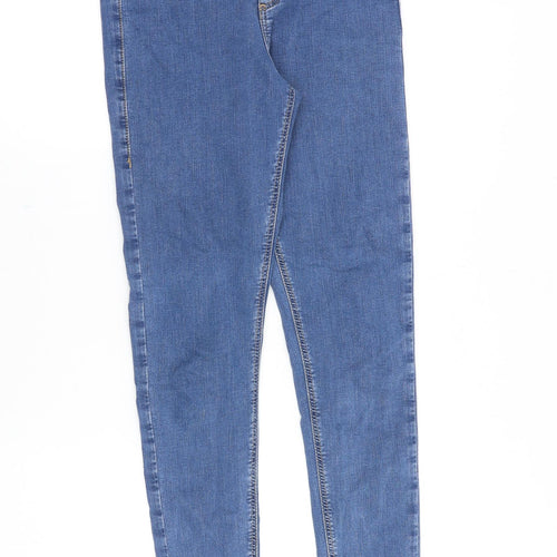 Topshop Womens Blue Cotton Skinny Jeans Size 28 in Slim Zip