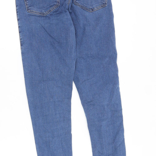 Topshop Womens Blue Cotton Skinny Jeans Size 28 in Slim Zip