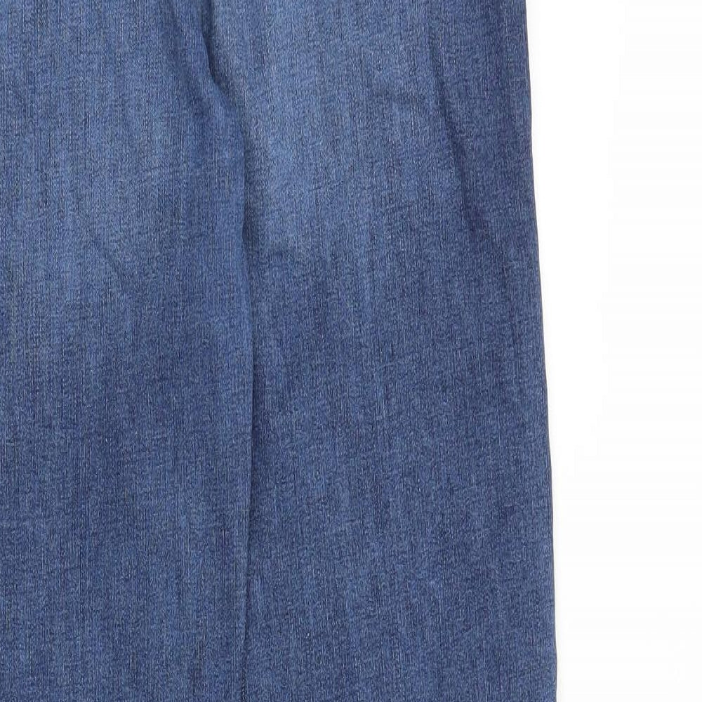 Marks and Spencer Womens Blue Cotton Straight Jeans Size 14 Regular Zip