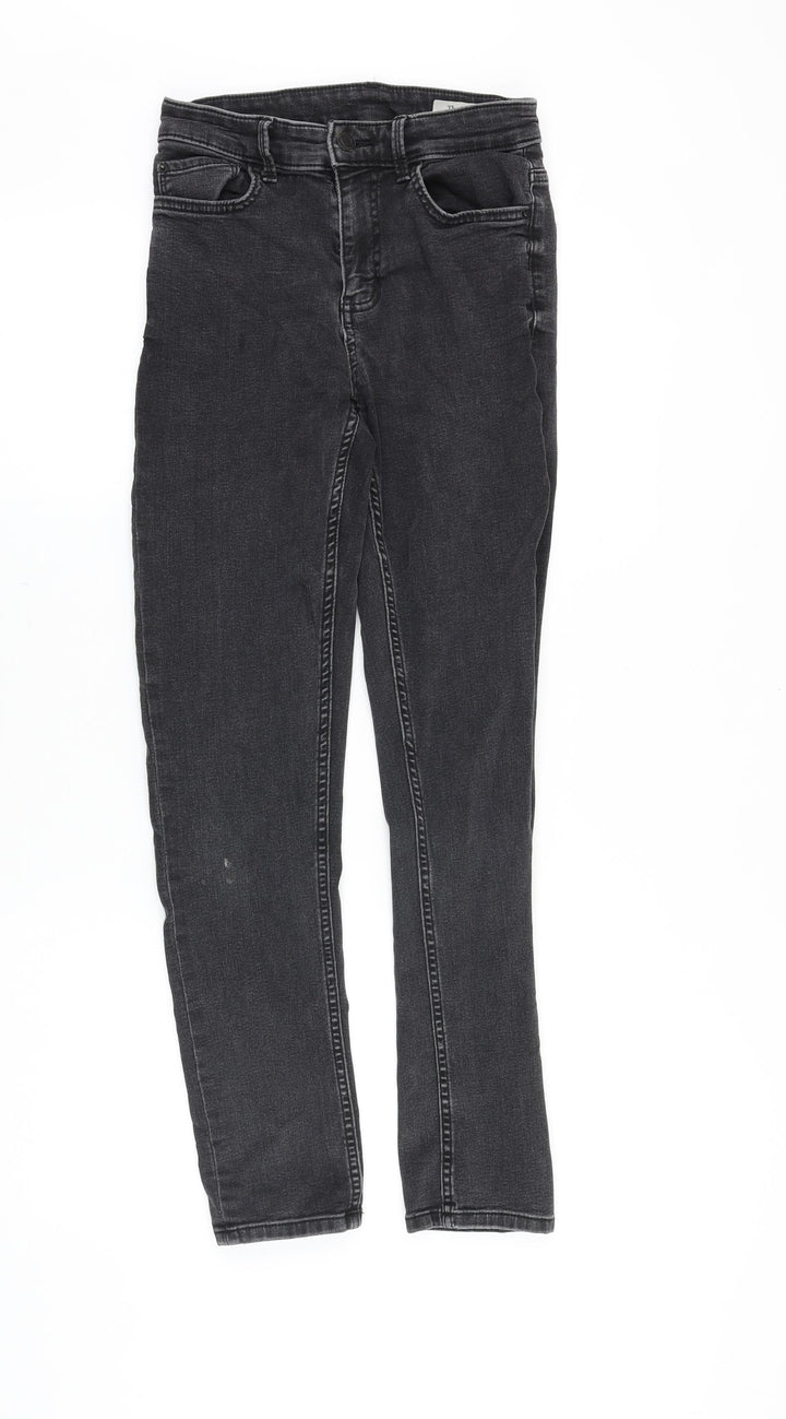 Marks and Spencer Womens Black Cotton Skinny Jeans Size 8 Slim Zip