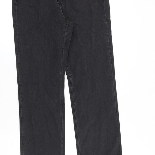 Denim & Co. Womens Black Cotton Straight Jeans Size 6 Regular Zip