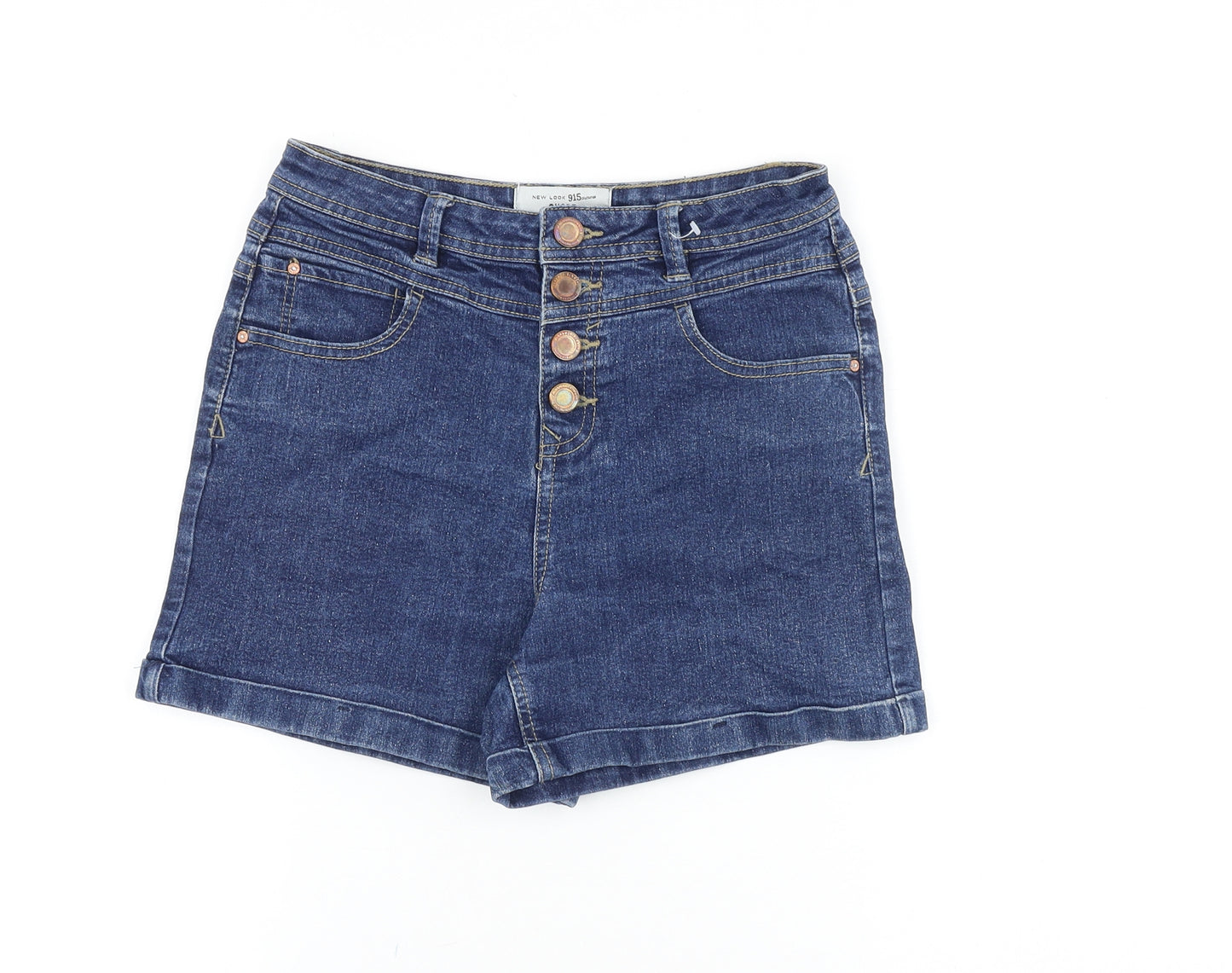 New Look Girls Blue Cotton Mom Shorts Size 14 Years Regular