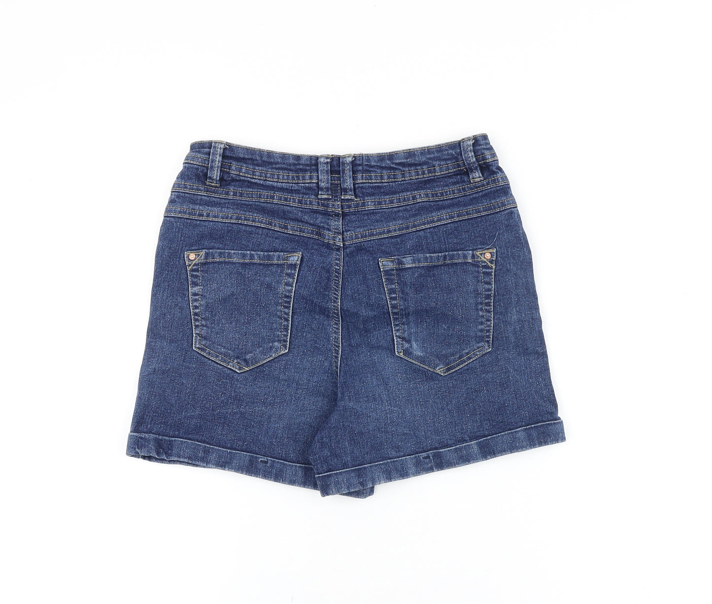 New Look Girls Blue Cotton Mom Shorts Size 14 Years Regular