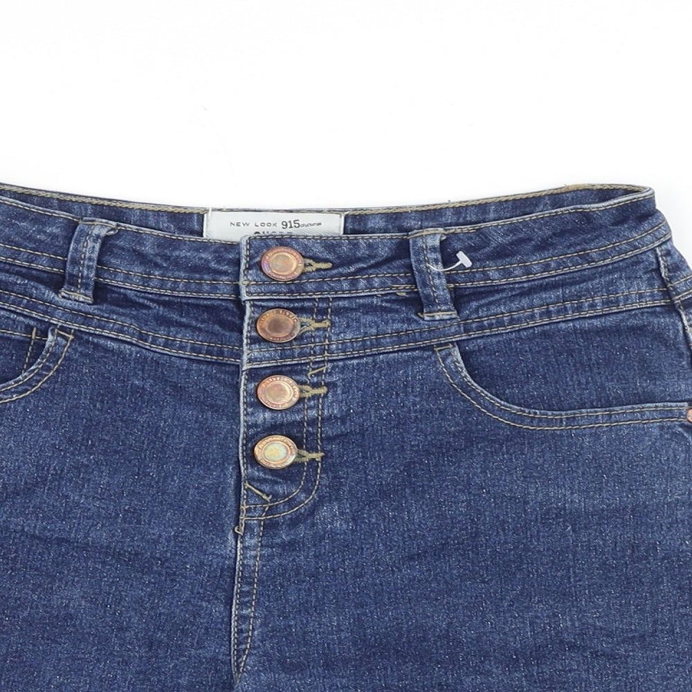 New Look Girls Blue Cotton Mom Shorts Size 14 Years Regular