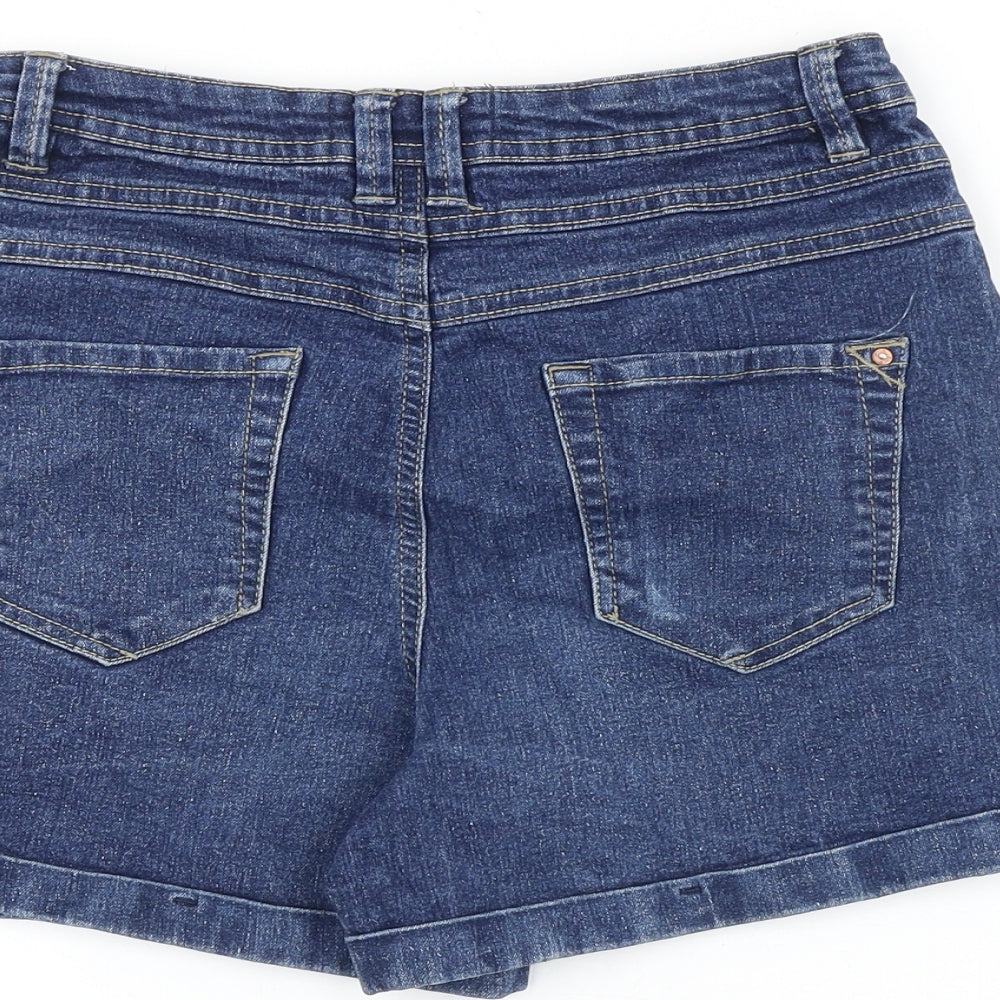 New Look Girls Blue Cotton Mom Shorts Size 14 Years Regular