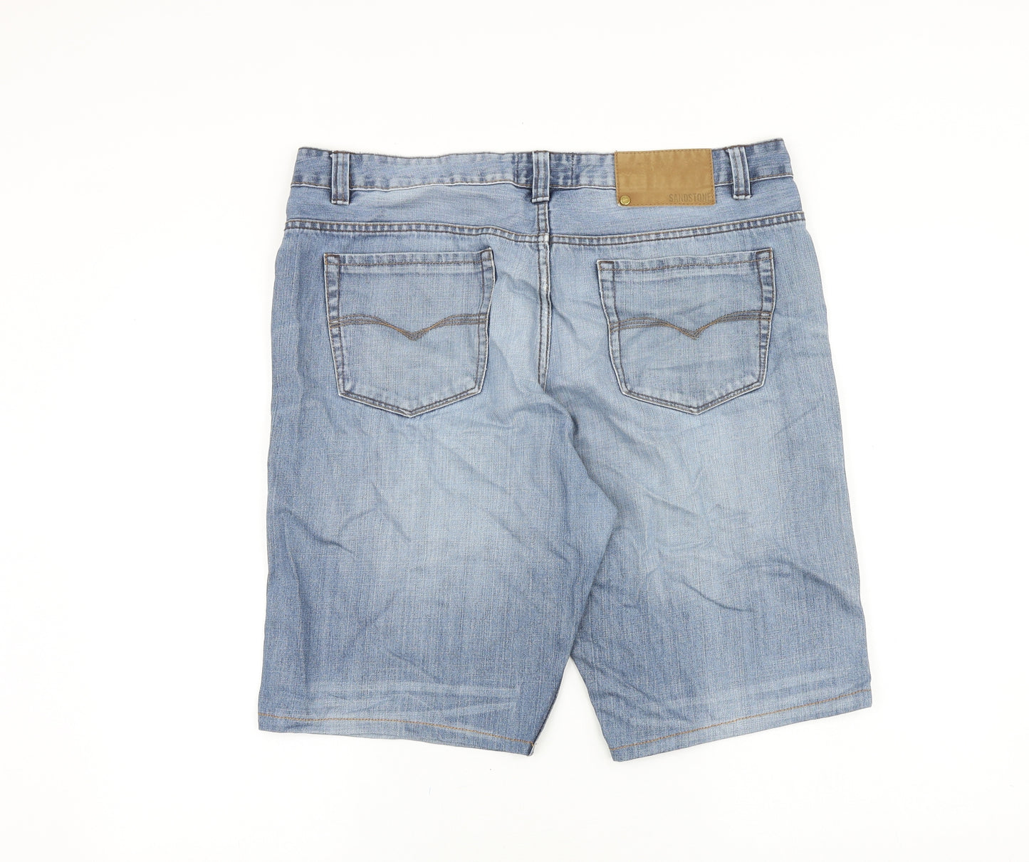 Sandstone Mens Blue Cotton Biker Shorts Size 36 in Regular Zip