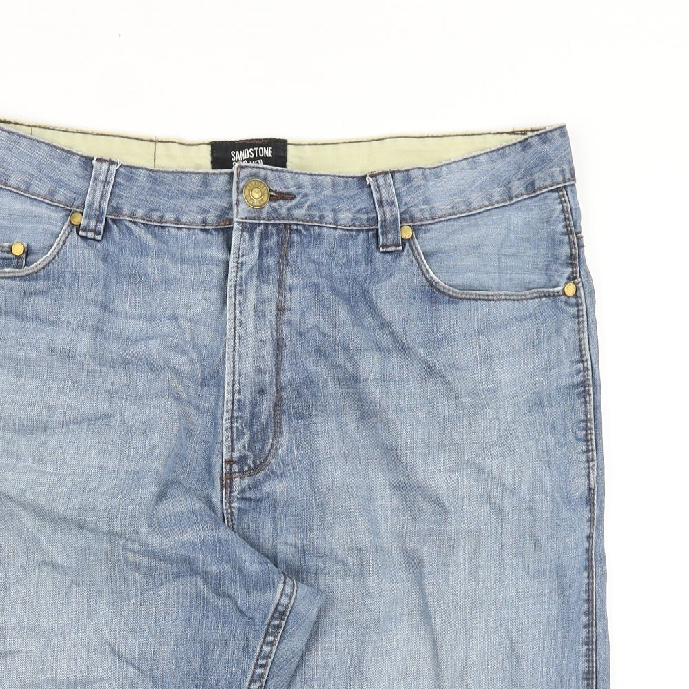 Sandstone Mens Blue Cotton Biker Shorts Size 36 in Regular Zip