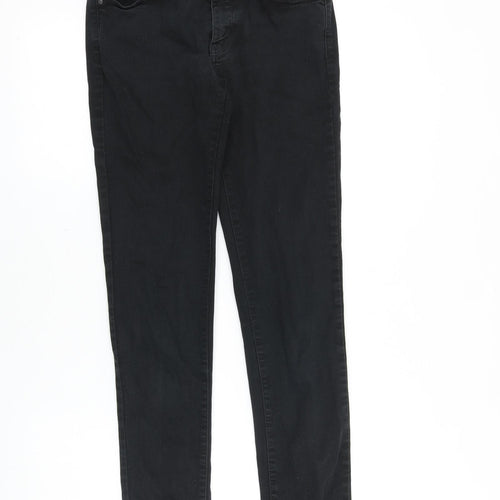 Uniqlo Womens Black Cotton Skinny Jeans Size 28 in Slim Zip