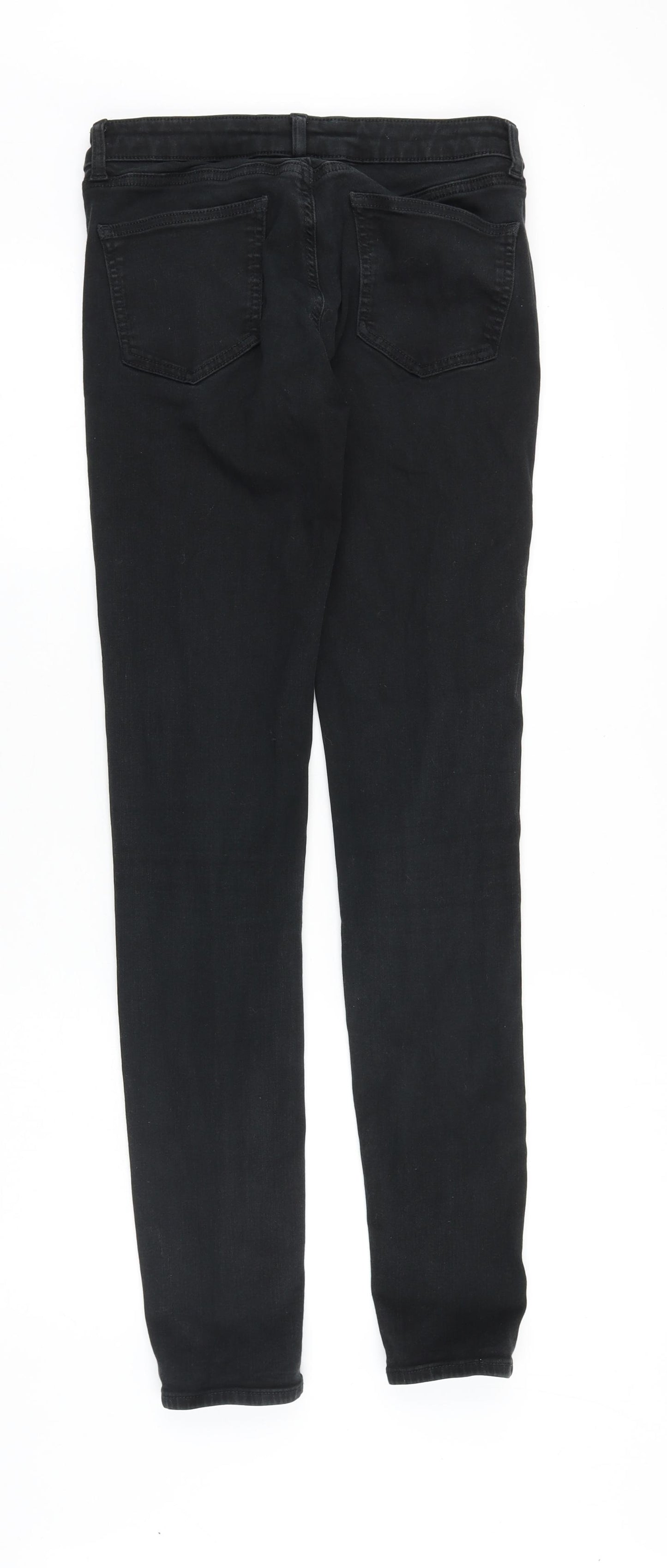 Uniqlo Womens Black Cotton Skinny Jeans Size 28 in Slim Zip