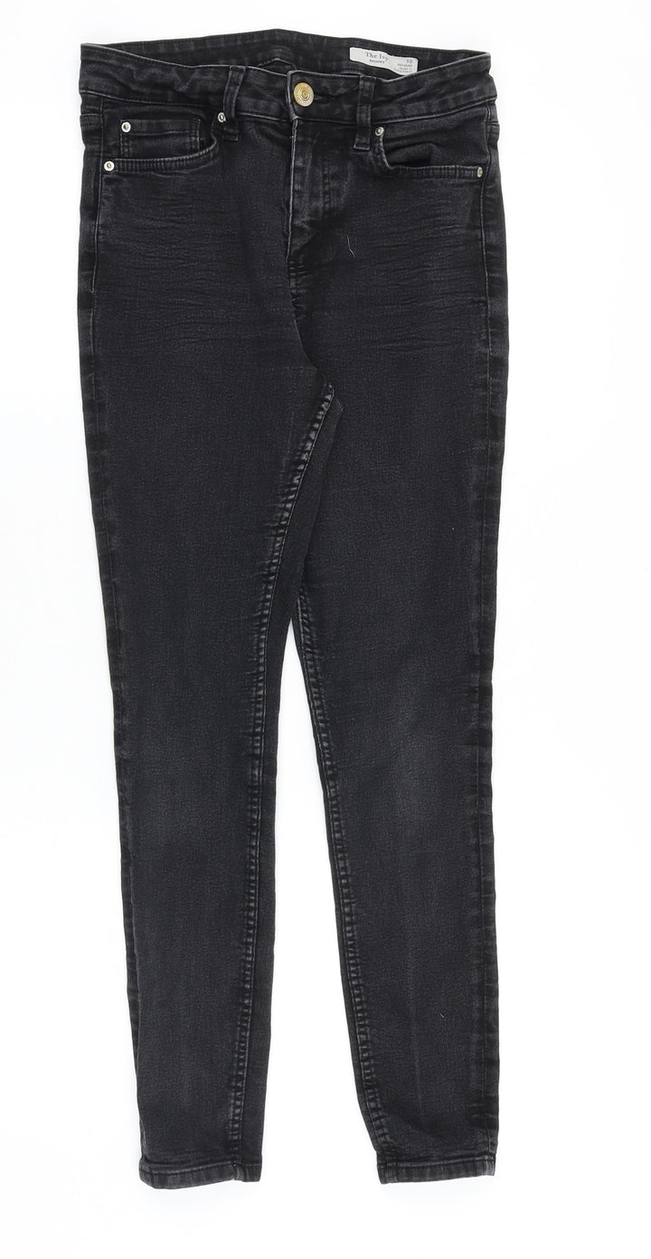 Marks and Spencer Womens Black Cotton Skinny Jeans Size 10 Slim Zip