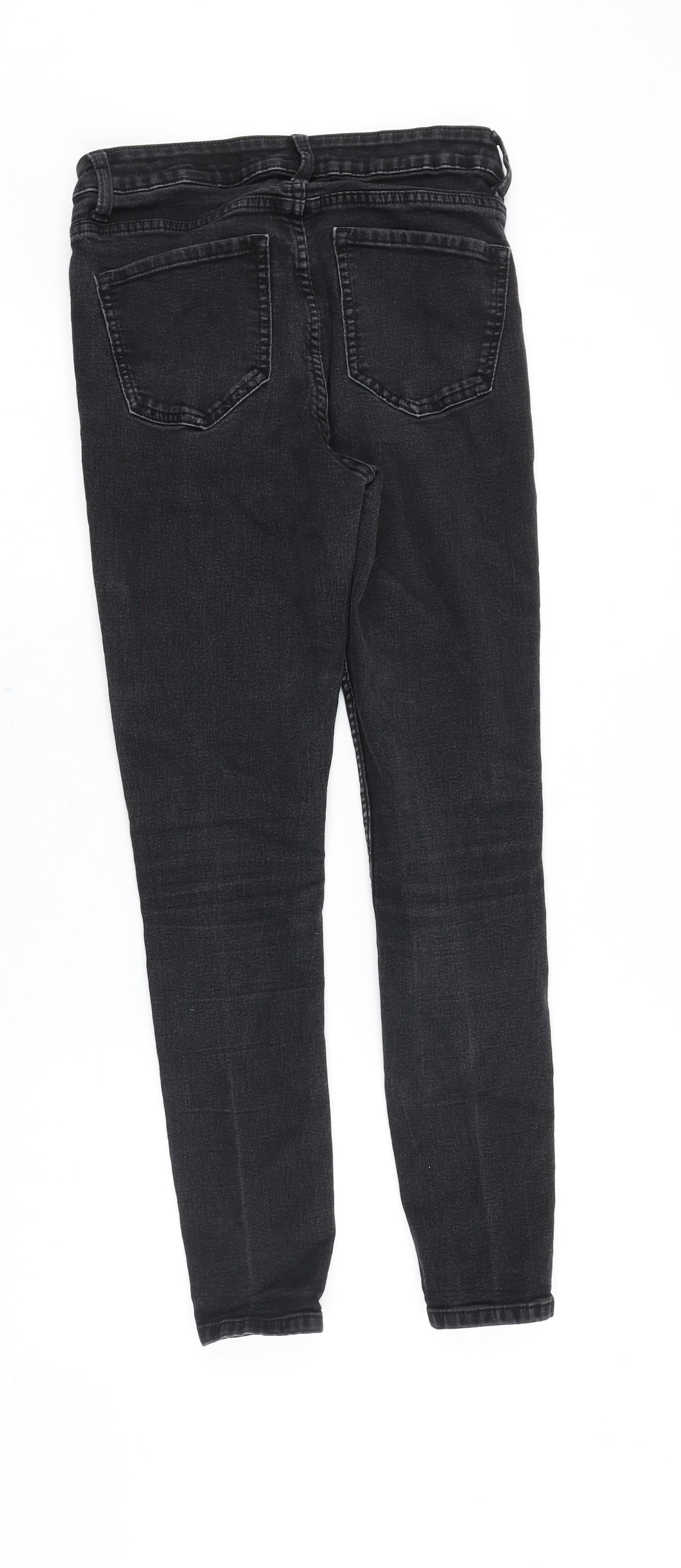 Marks and Spencer Womens Black Cotton Skinny Jeans Size 10 Slim Zip
