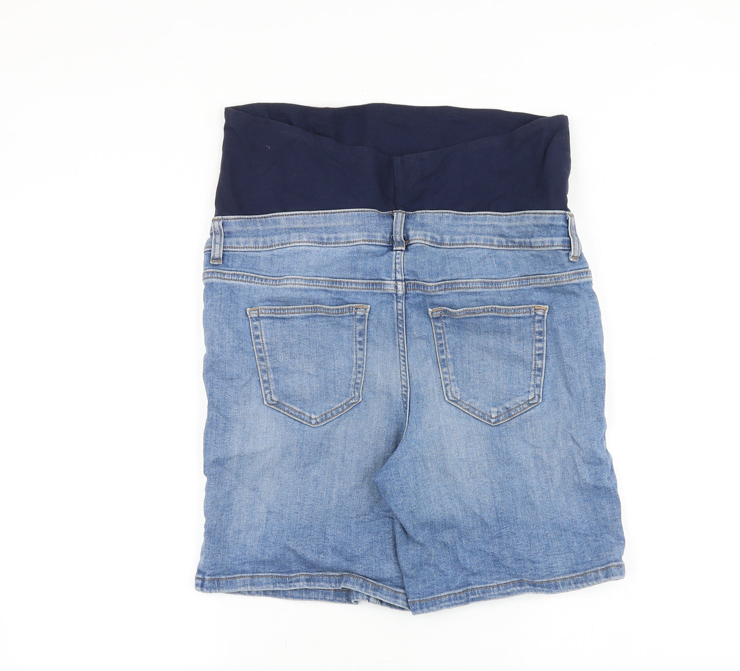 TU Womens Blue Cotton Boyfriend Shorts Size 14 Regular Zip