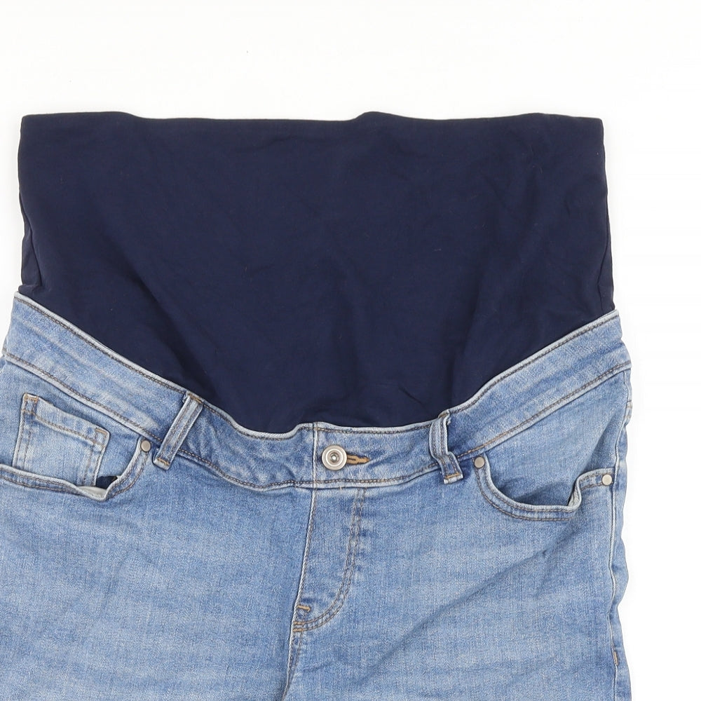 TU Womens Blue Cotton Boyfriend Shorts Size 14 Regular Zip