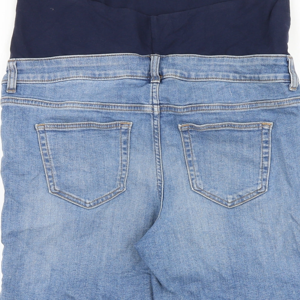 TU Womens Blue Cotton Boyfriend Shorts Size 14 Regular Zip