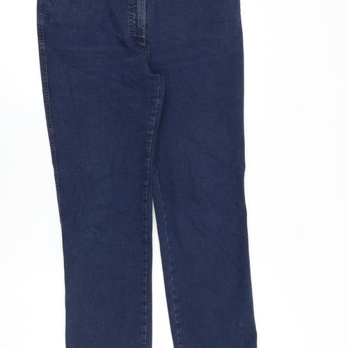 Preworn Womens Blue Cotton Straight Jeans Size 34 in Regular Zip
