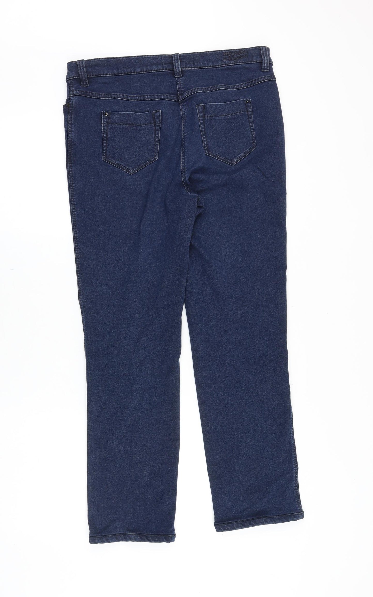 Preworn Womens Blue Cotton Straight Jeans Size 34 in Regular Zip