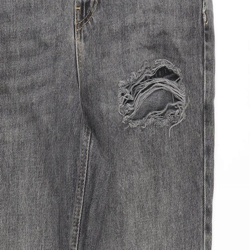 Topshop Womens Grey Cotton Mom Jeans Size 28 in Regular Zip