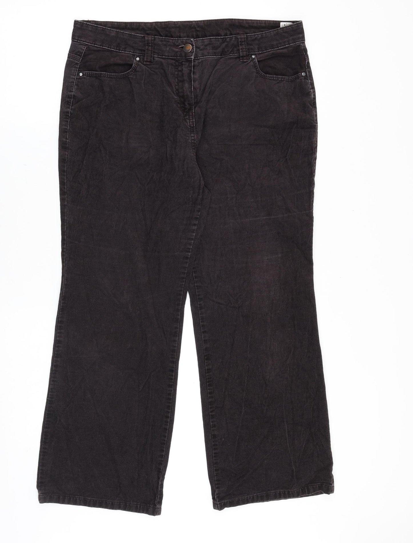 Marks and Spencer Womens Purple Cotton Trousers Size 16 Regular Zip