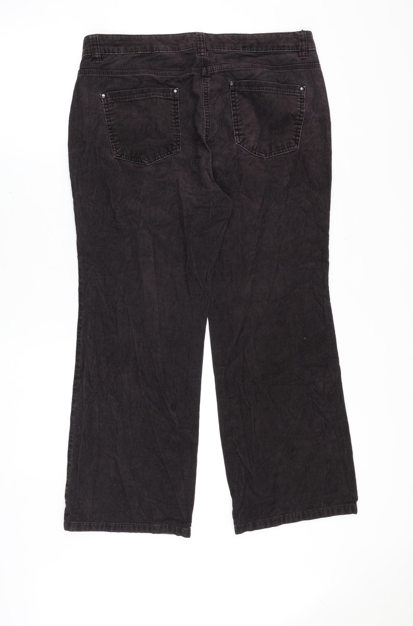 Marks and Spencer Womens Purple Cotton Trousers Size 16 Regular Zip
