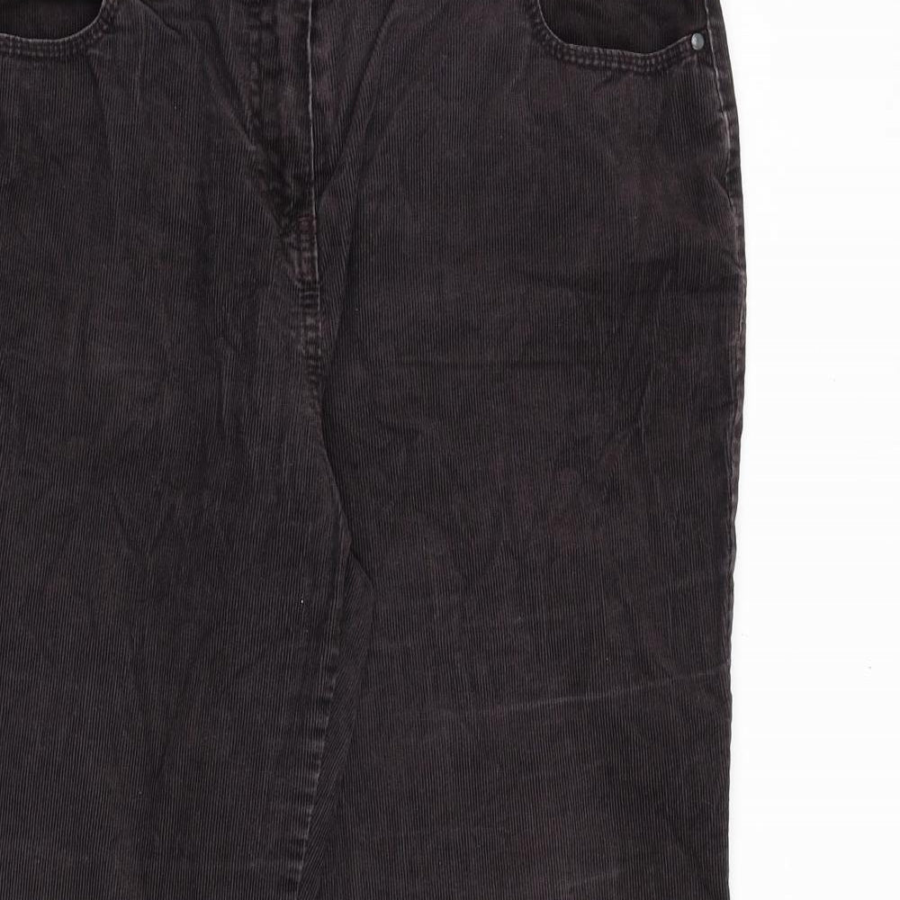 Marks and Spencer Womens Purple Cotton Trousers Size 16 Regular Zip