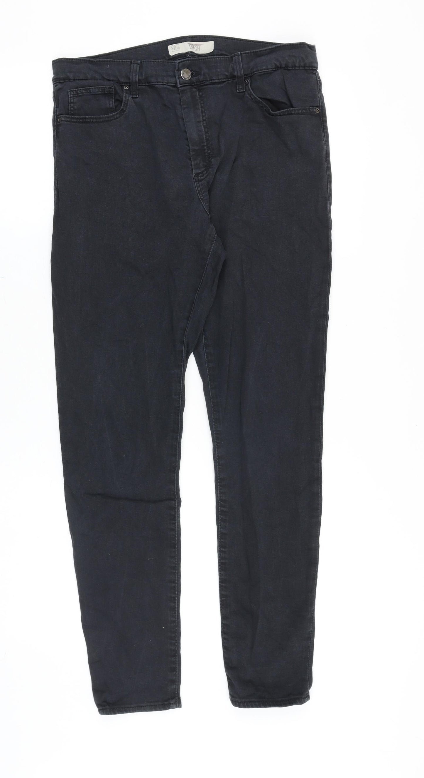 Topshop Womens Black Cotton Skinny Jeans Size 32 in Slim Zip